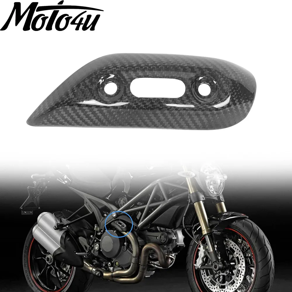 

Для Ducati Monster 696 795 796 1100 из углеродного волокна, теплозащитный экран выхлопной трубы, защита от ожогов