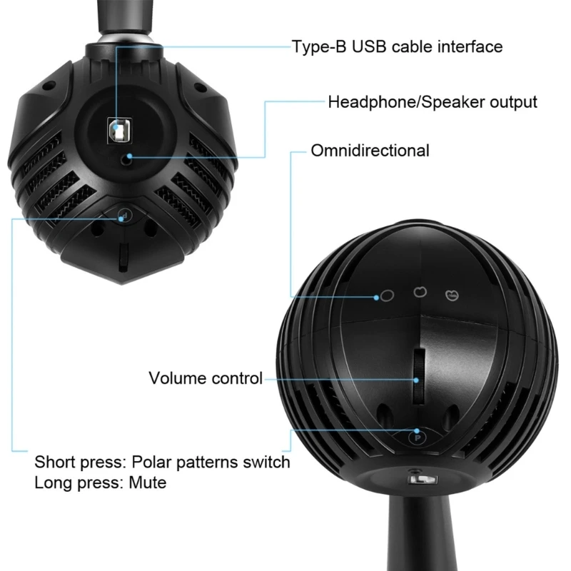 Portable USB Computer Microphone Desktop, PC, Laptop Microphone for Podcasting Condenser Microphone for Video Conference enlarge