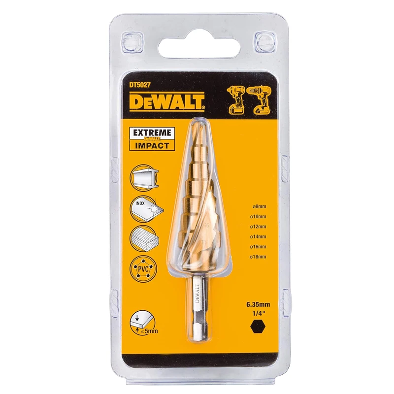 

Ударное ступенчатое сверло DEWALT DT5026, DT5027, DT5030, DT5031, шестигранная рукоятка, высокоскоростные аксессуары для сверл