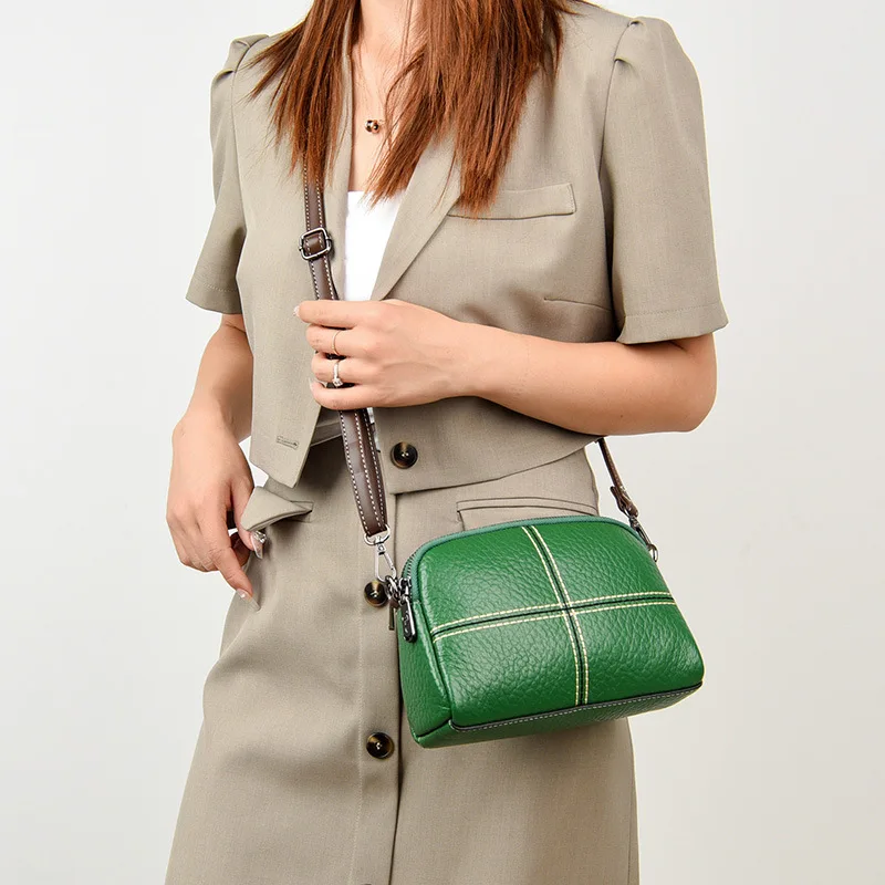 

Сумка на плечо женская из натуральной кожи, однотонный саквояж кросс-боди, модный вместительный чемоданчик для мобильного телефона