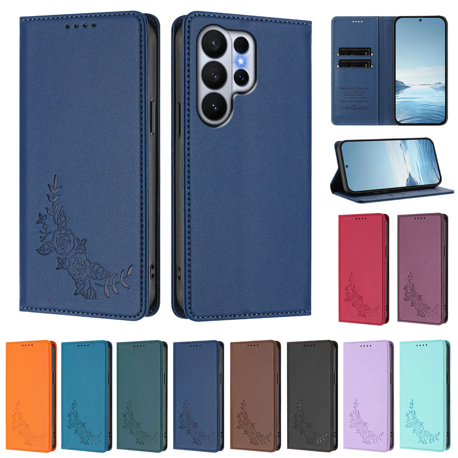 Фото Кожаный флип-чехол с цветами лотоса для Nokia G400 C300 G42 G22 G21 G11 XR20 X30 X20 C32 C30 C12 C10 C02 C01, магнитный, на 2 карты, Coque №1