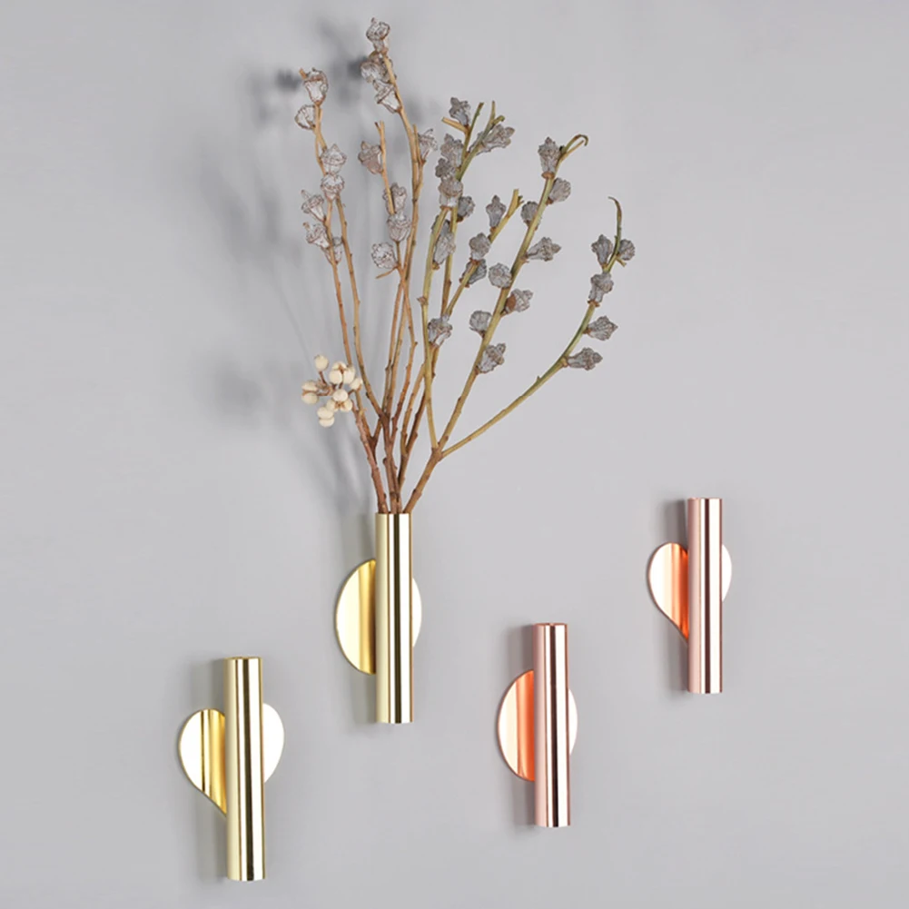 

1PC Nordic Style Wall Flower Vase Tube Modern Style Dried Flower Holder Decor for Porch Office Household Ornament Gifts