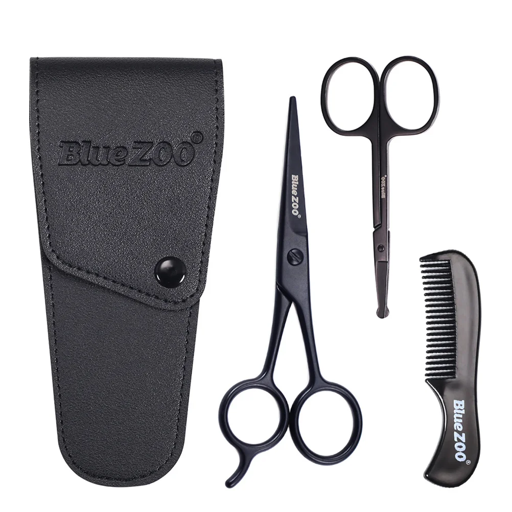 

3PCS Beard Grooming Kit Mustache Shear Facial Hair Scissors Rounded Tip Beard Shears and Comb Mustache Scissors Kit
