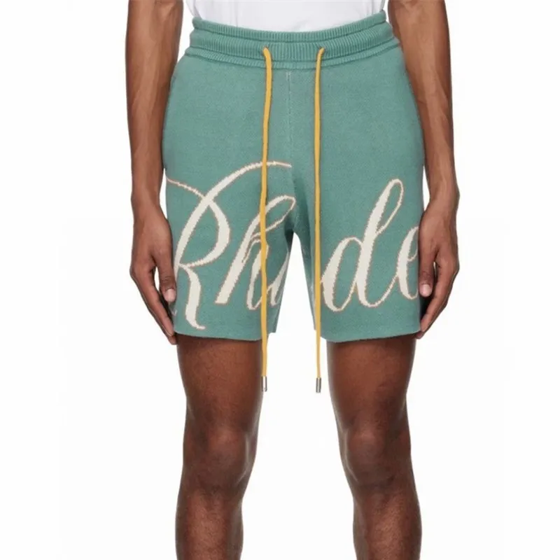 

Новые зеленые жаккардовые шорты с логотипом для мужчин и женщин, 1:1, высококачественные желтые шорты на шнуровке, бриджи