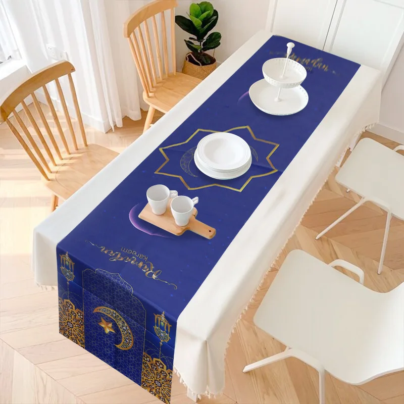 

2022 EID Mubarak Table Runner Ramadan Table Decor Tablecloth for Eid Al Adha Gift Islamic Muslim Ramadan Kareem Party Decoration