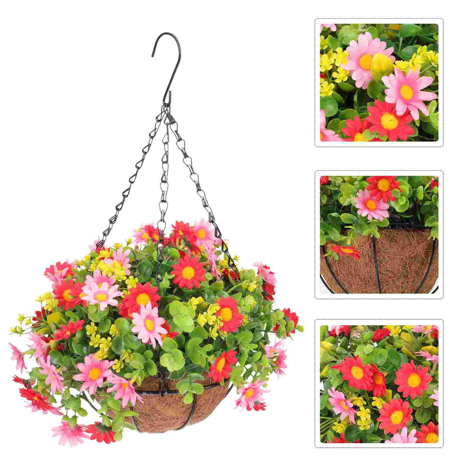 

Hanging Basket Independence Day Decor Artificial Flower Baskets Decorative Pendant