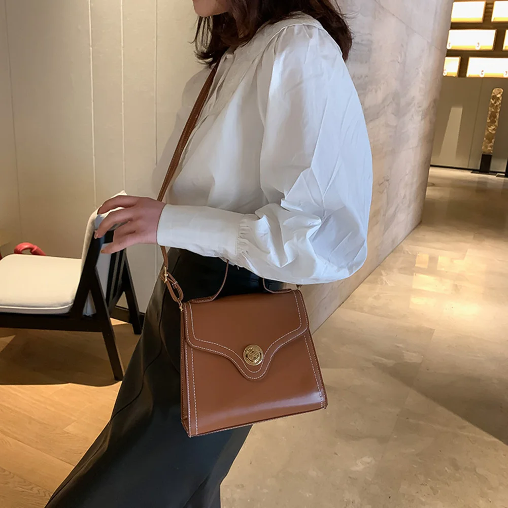 

Casual Women Shoulder Crossbody Bag Solid Color Vintage Female Leather Messenger Handbag Retro Shoulder Crossbody Tote