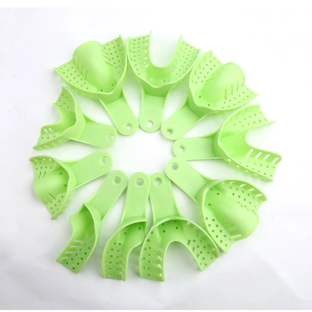 

10pcs/Box Dental Green Impression Trays Plastic Material Teeth Holder Oral Care Tools Dentistry Occlusal Tray Accessories