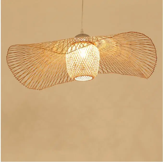 New Chinese Bamboo weaving Wicker Rattan Shade Cap Ceiling Light E27 lamps lanterns living room hotel restaurant aisle Lamp