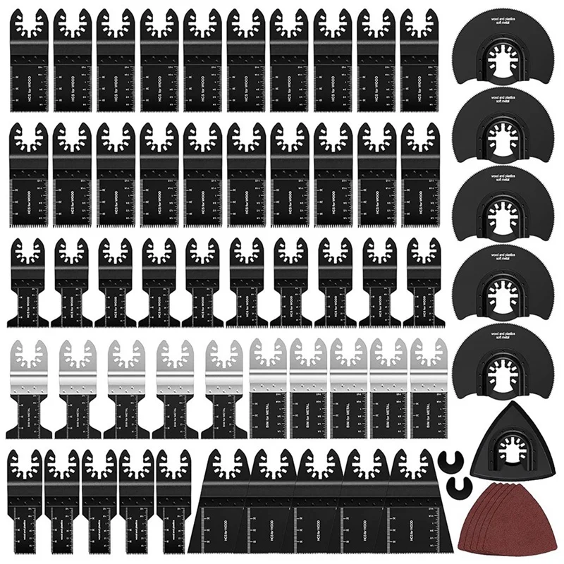 

61Pcs Oscillating Tool Blades, Multi Tool Blades Kits Universal Quick Release Oscillating Saw Blades Replacement Parts