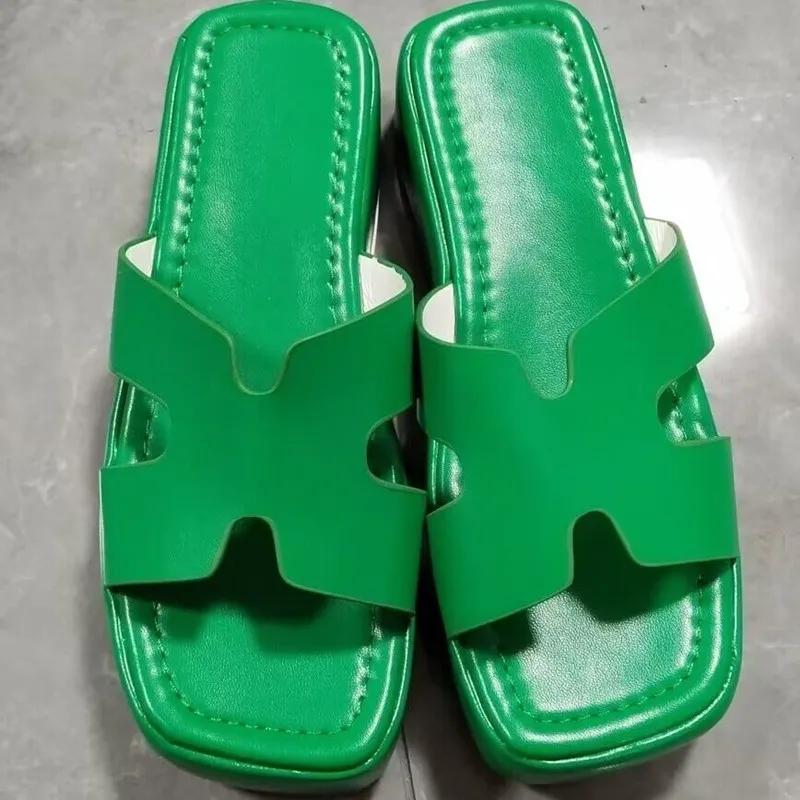 Summer Women Slippers 2023 New Fashion Pu Leather Women Sandals Platform Shoes Designer Orange Beach Ladies Slipper Size 43