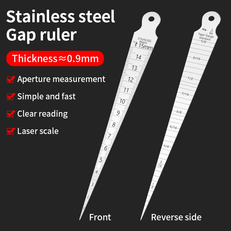 

LUXIANZI 1-15 мм конусный манометр из нержавеющей стали, сварочный клиновой щуп, линейка для измерения зазоров, инструмент для измерения глубины отверстия
