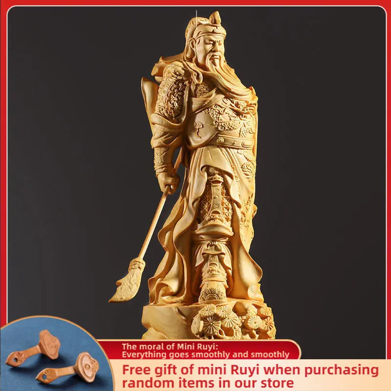 

Taihang Cliff Cypress Wood High Quality Guan Yu The Military God of Wealth Sculpture Modern Art Home Accessories Desk Decor