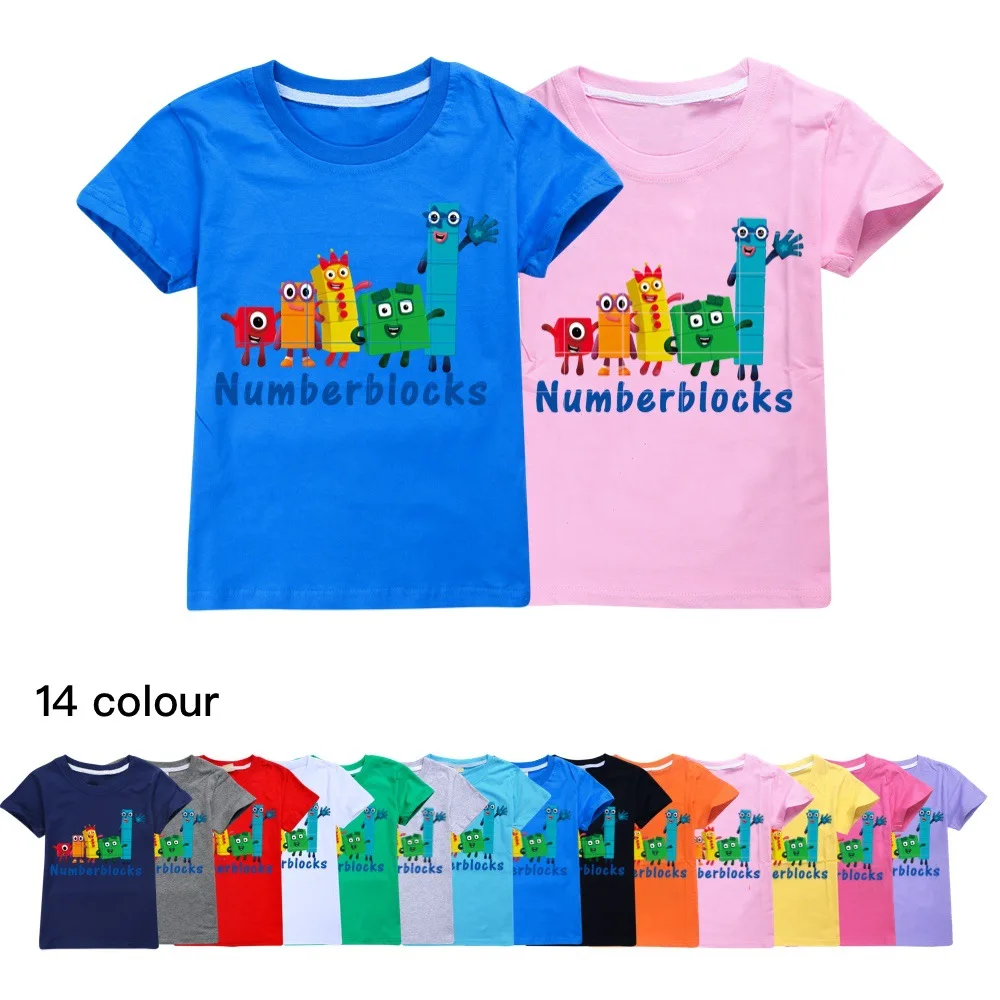 

2022 Summer Number Blocks Costume Kids Casual Clothes for Teens Girls O-neck T-shirt Toddler Boys Short Sleeve Tops Tees