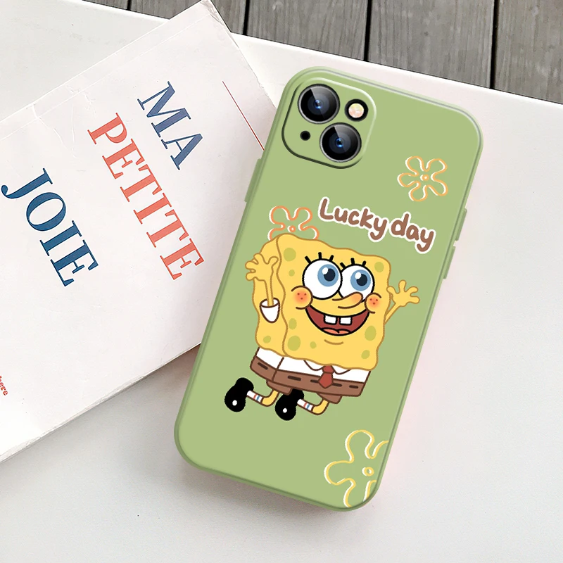 

Fashion SpongeBob SquarePants Phone Case For Apple iPhone 11 12 13 Pro 12 13 Mini X XR XS Max 6 6s 7 8 Plus Luxury Cover Coque
