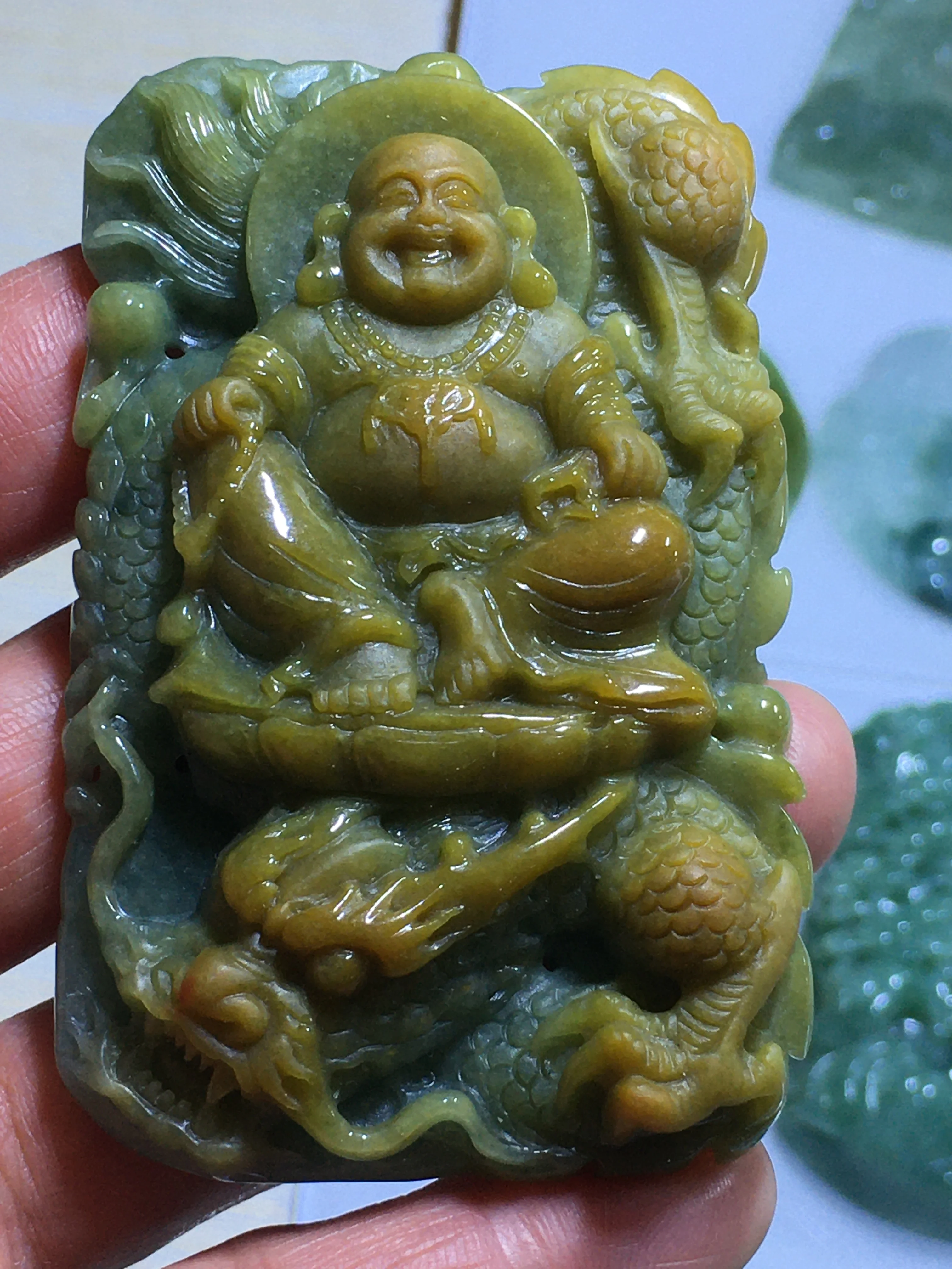 

Кулон из натурального нефрита 7А с изображением Будды Гуань Инь зеленого нефрита, подвеска из нефрита, ювелирные изделия, нефритовые ожерел...