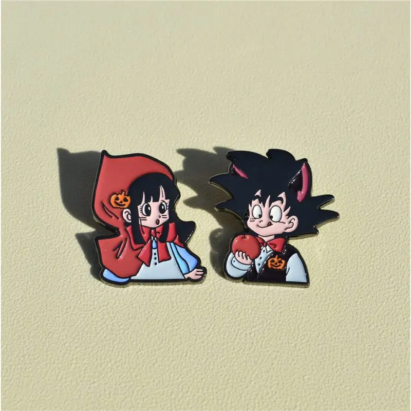 Фото 2 шт. значки-броши Гоку и Чи-чи, аниме Dragon Ball, манга, для сумок, рюкзаков, одежды, лацканов, ACG, косплей, игрушка, подарок, декор №2