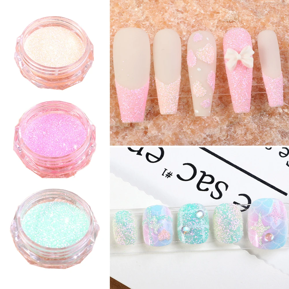 

Iridescent Sugar Nail Glitter Colorful Candy Coat Glitter Shiny Pigment Micro Drill Rubbing Dust Girls Sweet Nail Art Decoration
