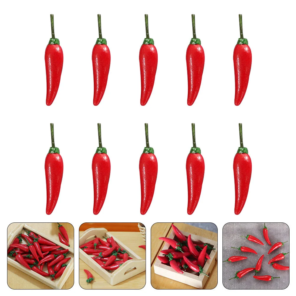 

10 Pcs Mini Vegetable Model Artificial Flower Garland Dolly House Decor Miniature Items Pepper Resin Things