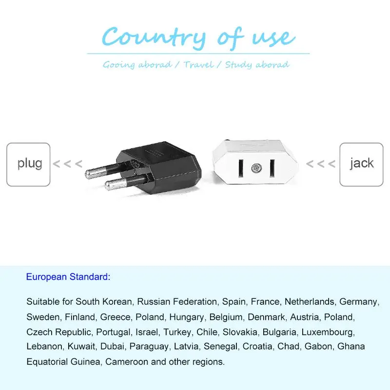 1pcs EU Adapter Travel Converter Adapter American China US To EU Plug Euro Plug electrical Adapter AC Electrical Socket Outlet images - 6