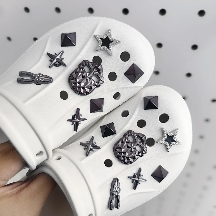 18 Шт. Череп Звезды Серые Заклепки Украшения Для Обуви Очаровательные Ремни Crocs