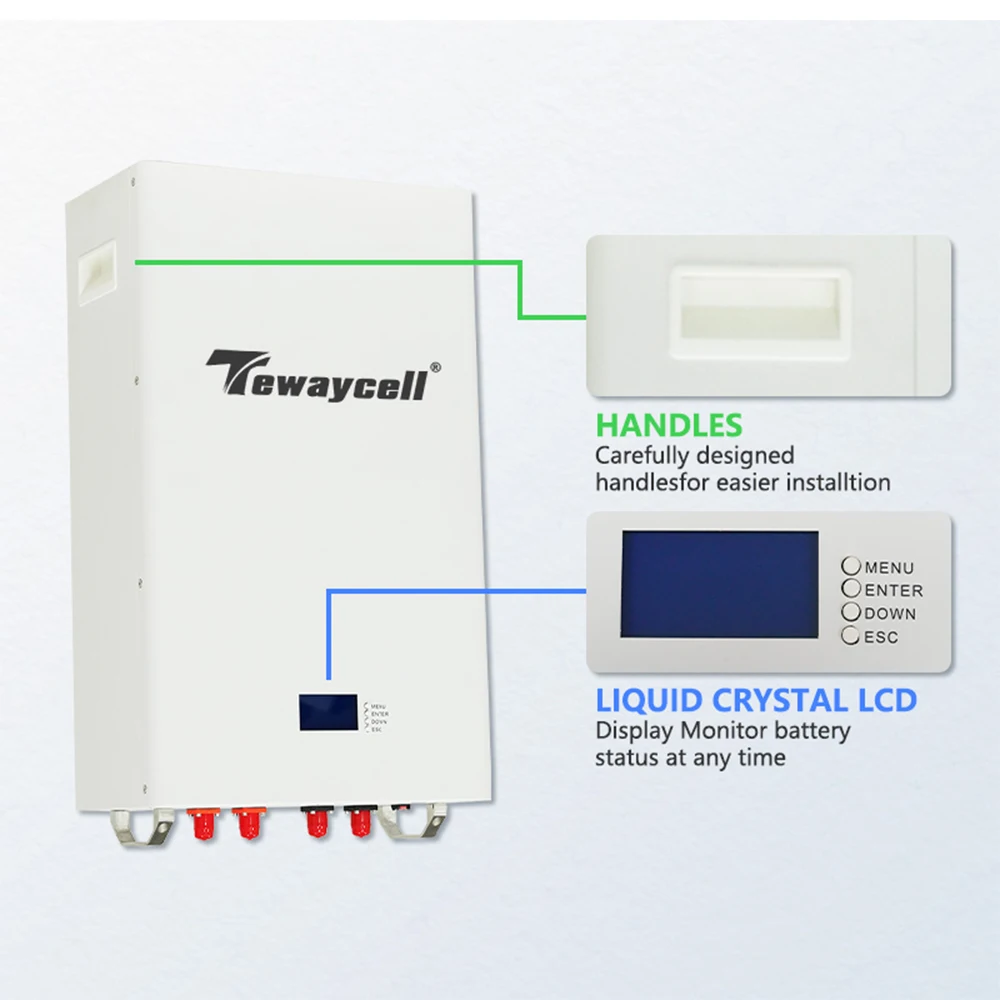 Фото Tewaycell 48 В 100 Ач 200 Ач Powerwall 5 кВтч 10 кВтч LiFePO4 аккумулятор с RS485 CAN 6000 циклов Встроенная солнечная система BMS БЕЗ TAX №3