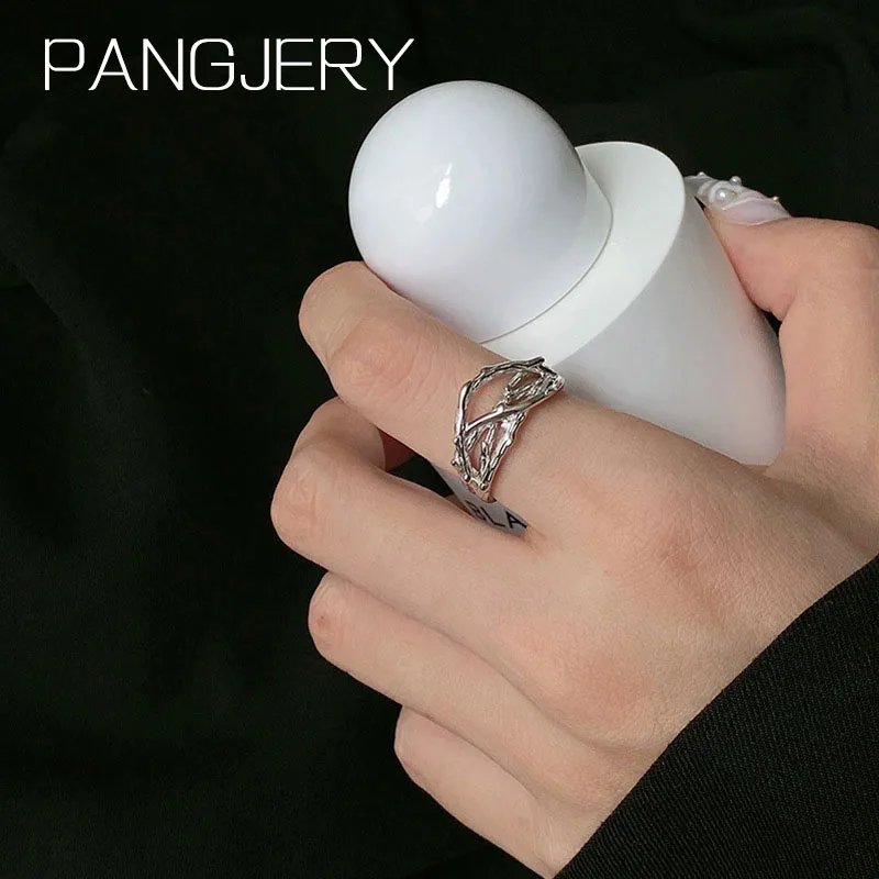 

Женское кольцо с текстурой PANGJARY, из стерлингового серебра 925 пробы, Несимметричное асимметричное открытое характерное ювелирное изделие, П...