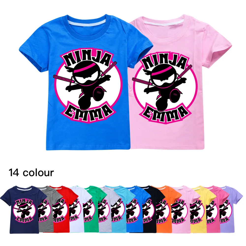 

NINJA KIDZ T Shirt Boys Girls Short T-Shirt Summer Cotton Kids Top Cartoon Graphic Tee Funny Harajuku Children O-neck Tshirt