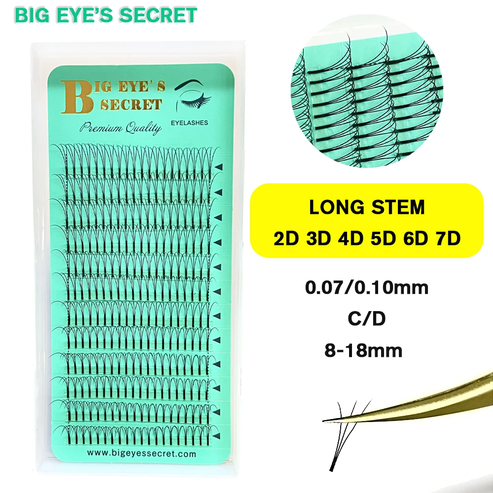 

Long Stem Pre-Made Fans 2D/3D/4D/5D/6D Volume Eyelashes Silk Soft Natural Lash Extension False Mink Individual Lashes