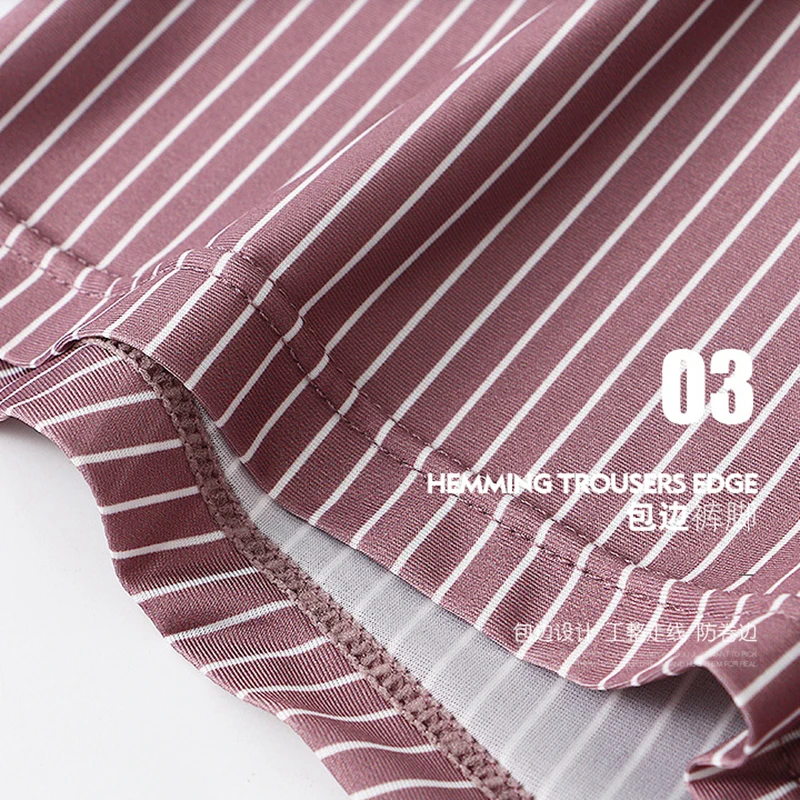 3PCS Men Striped Boxers Comfortable Fashion Underwear Men's Boxer Pants Youth Stripe Sexy Low Waist Underpants Home Panties