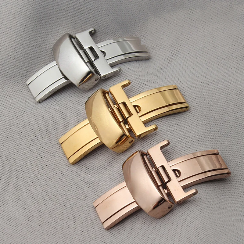 

18mm Butterfly Deployment Buckle Automatic Double Click Stainless Steel Strap Button 20mm Stainless Steel Clasp Folding Clasp