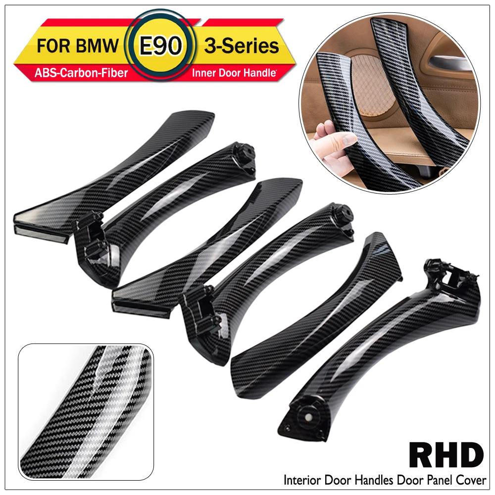 Car Interior Passenger Door Handle Pull Carbon Fiber Kit RHD LHD For BMW 3 series E90 E91 E92 316 318 320 325 328i 2004-2012