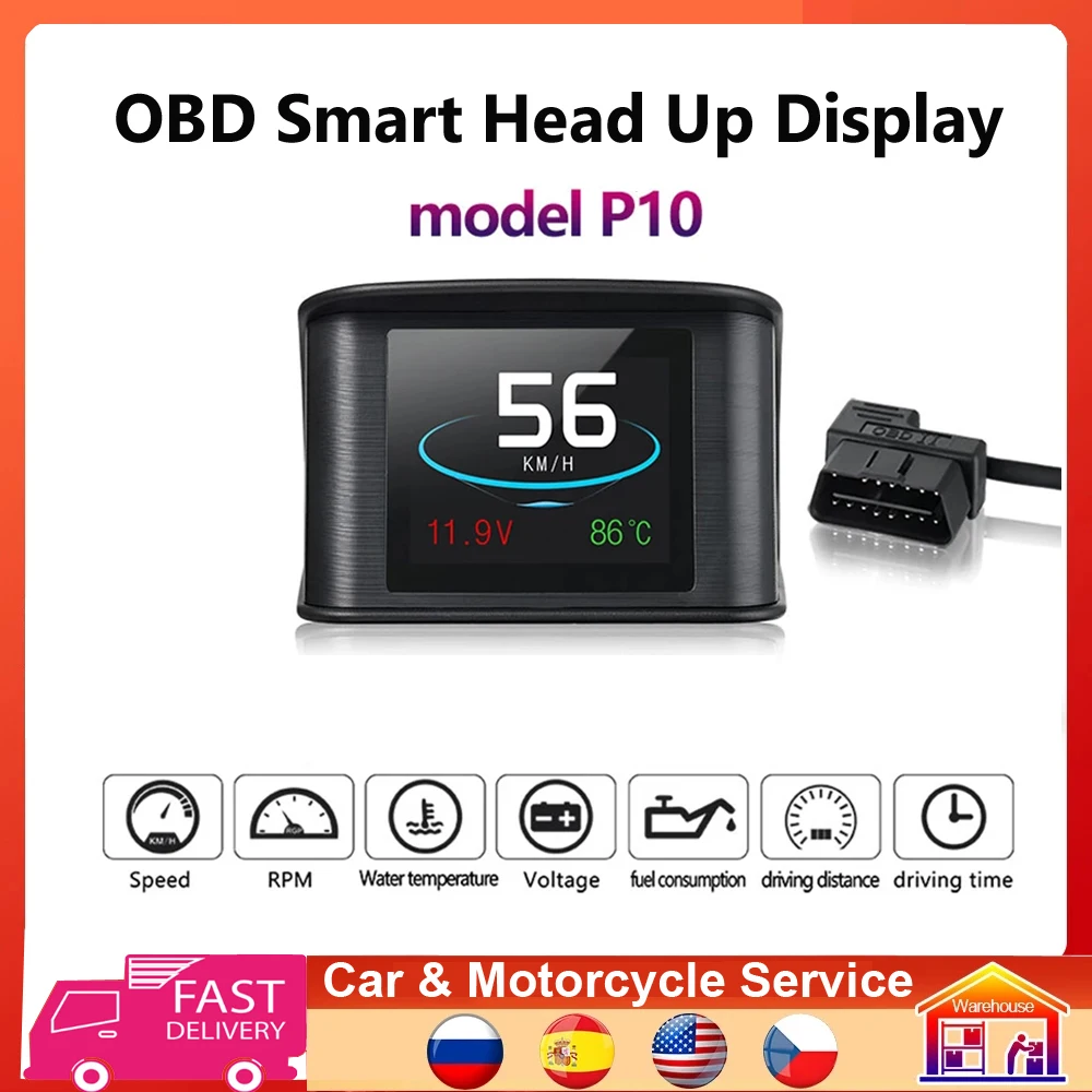 

Car GPS OBD2 HUD Computer Speed Projector Digital OBD Driving Display Speedometer Coolant Temperature Head up display