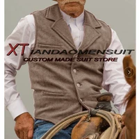 mens vest herringbone sleeveless jacket lapel vintage wool vest steampunk male waistcoat for homme chaleco hombre