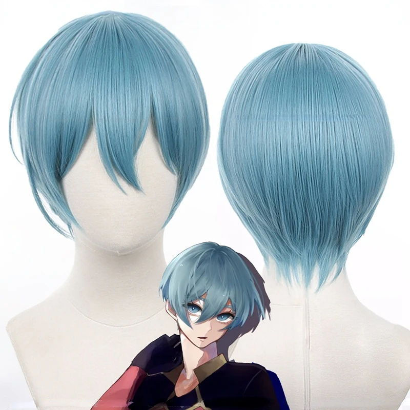 

Anime Blue Lock Cosplay Wig Hiori Yo 30cm Short Blue Party Role Play Hair Heat Resistant Anime Cos Wigs + Wig Cap