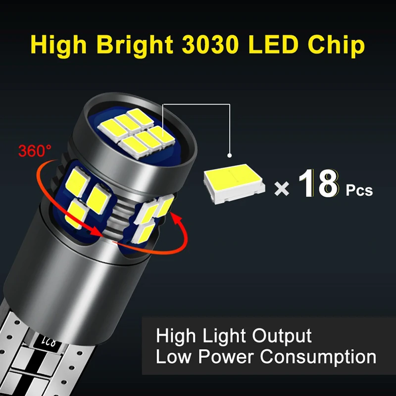 Универсальные фары T10 W5W SMD Canbus 12V 2016-18SMD для белых ламп чтения в автосалоне и