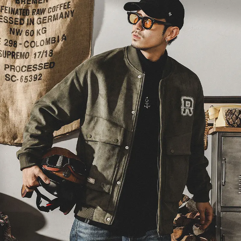 

New Spring and Autumn American Flight Employee Wear Coach Jacket Men's Fashion Retro Wash Heavy Duty Suede Baseball Coat Men's T