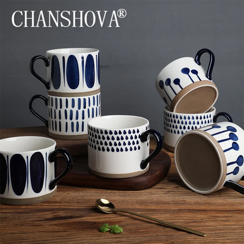 

CHANSHOVA 450ml big capacity Ceramic Hand Painted Coffee Mug Breakfast cup Teacup China Porcelain Milk mugs coffee cups C033