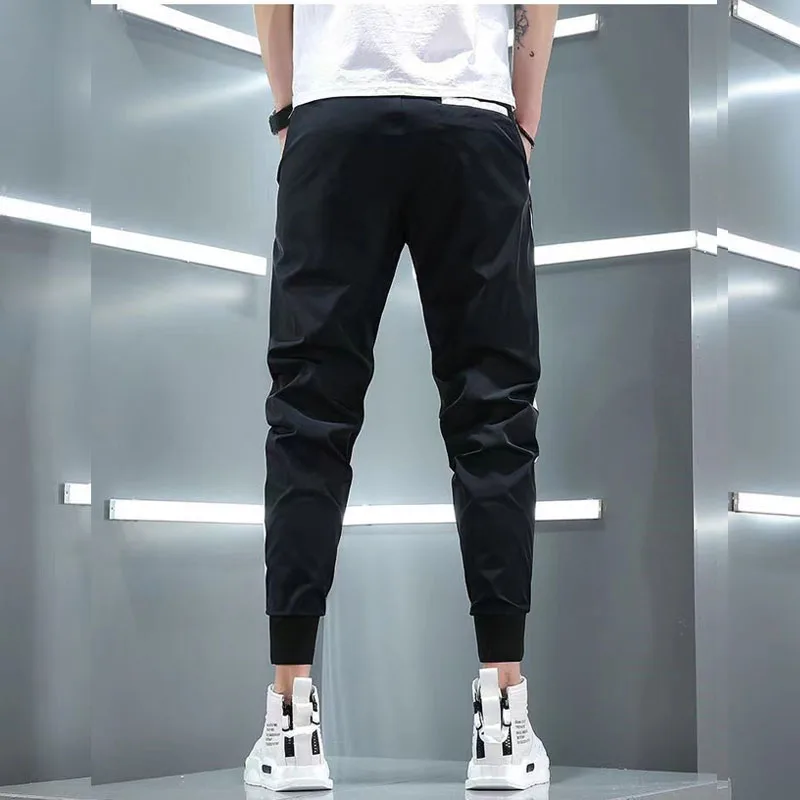 Golf Summer Ice Silk Sports Pants Men's 2023 New Slim-fit Small Foot Pants Trend Everything Bunched Foot Nine Points Casual Pant