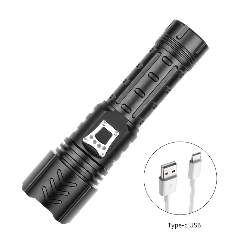 

XHP90 LED Outdoor Flashlight Telescopic Zoom Torch USB Charging Hand Lamp For Outdoor Camping Car