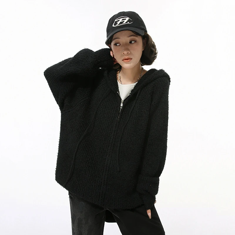 IEFB корейский стиль мужские свитера с капюшоном повседневные вязаные на молнии