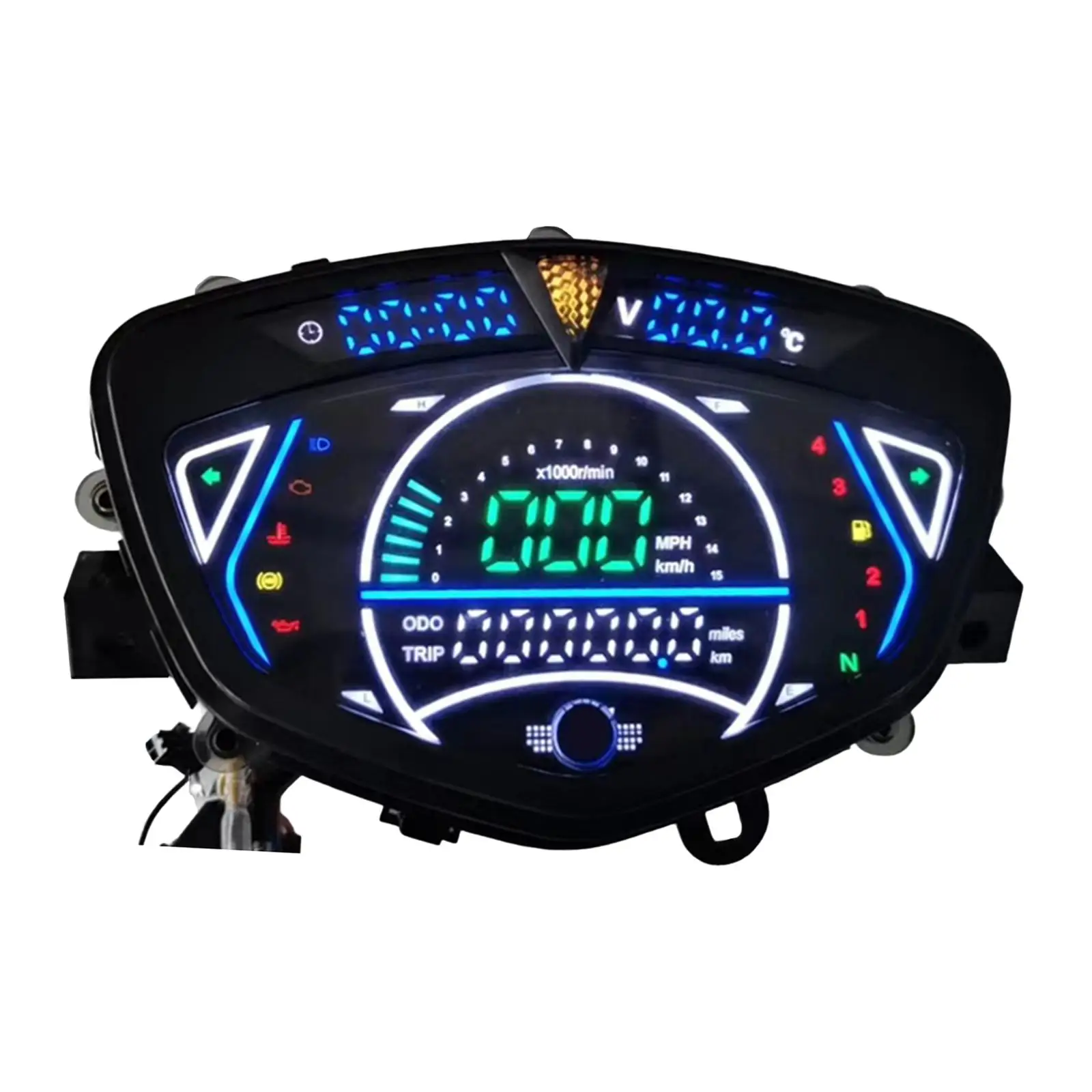 

Motorcycle Digital Speedometer Tachometer Clock Setting Multifunction Gauge