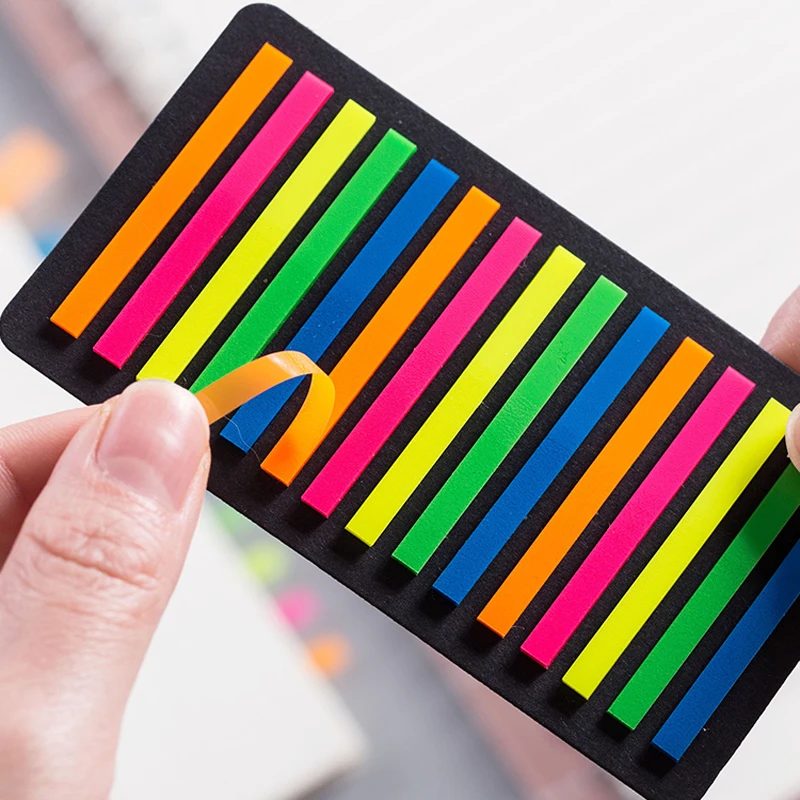 

160/300 шт. супертонкие прозрачные флуоресцентные язычки с индексом цвета, отметки для страниц, маркеры, наклейки для планировщика, канцелярск...