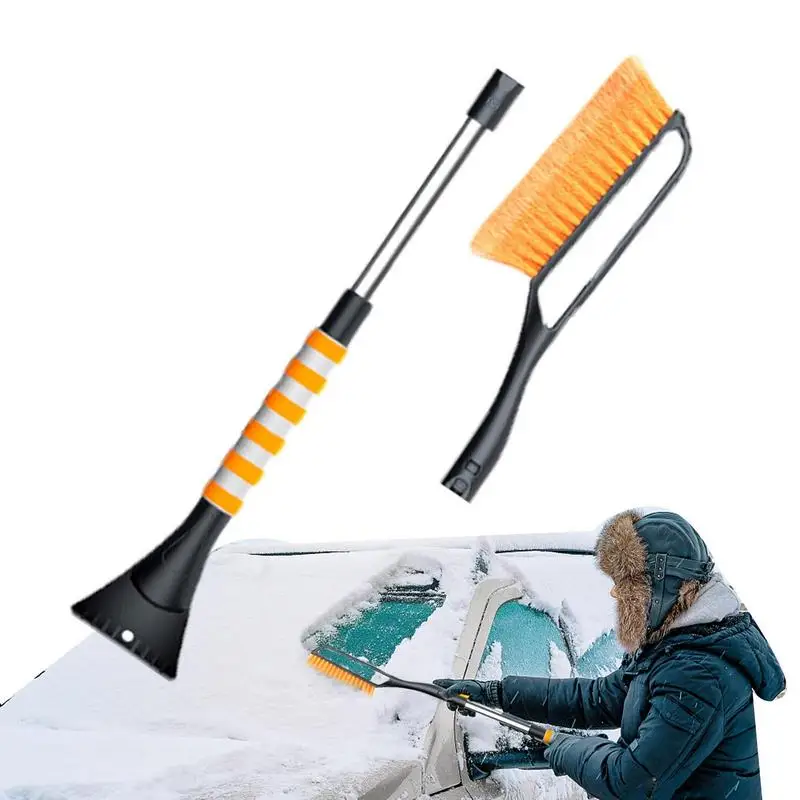 

Ice Scrapers For Car Windshield Extensible Car Snow Remover With Bristle Head 2-in-1 Snow Removal Tool For Cars Windscreen Rear