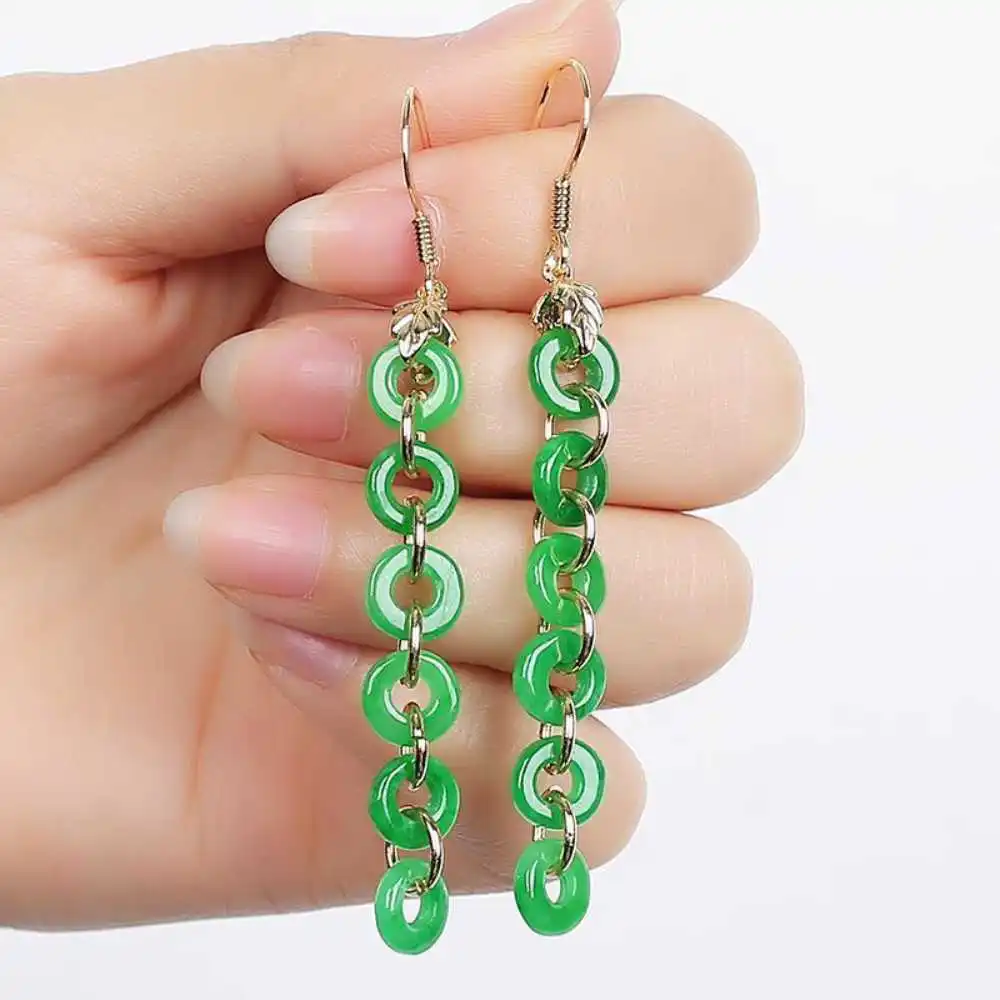 

Beautiful Natural Green Jade 925 Silver Hook Earrings CARNIVAL Accessories Gift Women Holiday gifts Jewelry Diy Classic Cultured