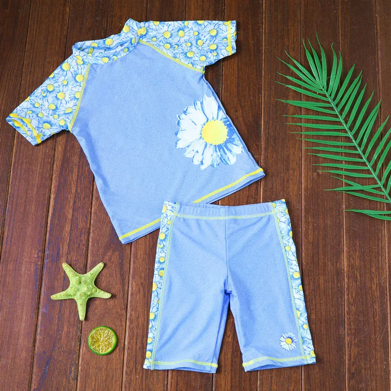 

Новинка 2022, одежда для серфинга, купальный костюм из двух предметов, модные купальники с цветами, летняя пляжная одежда для девочек, детский ...