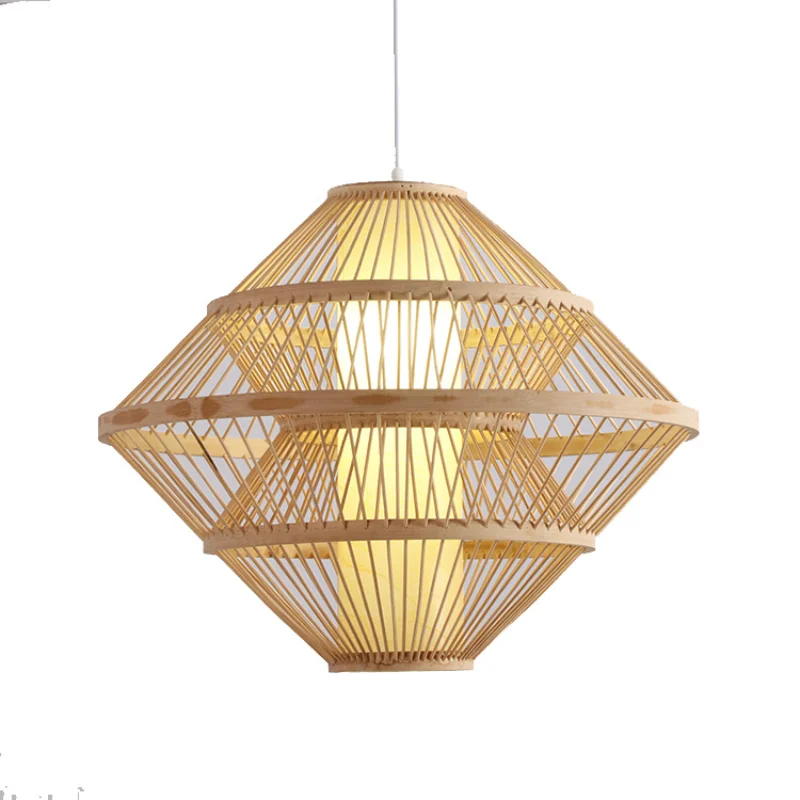 

Classical Bamboo Weaving Pendant Light Chandelier Lamp LED Handmade Hanging Ceiling Fixtures Rattan Woven Home Bedroom Decors
