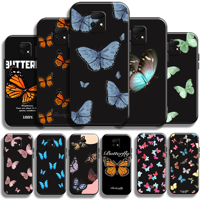 

Simplicity Pretty Butterfly For Xiaomi Redmi 10X Pro 5G 10X 4G Funda Carcasa Coque Full Protection Cover Black Liquid Silicon