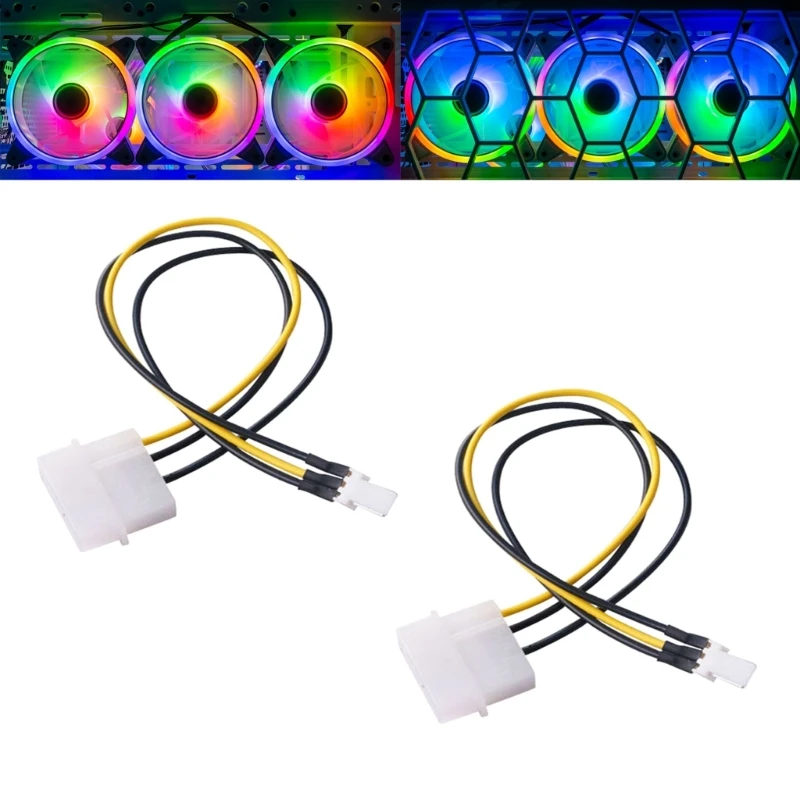 

20cm D Type Large 4Pin Molex IDE to 3Pin CPU/Chasis/Case Fan Power Connector