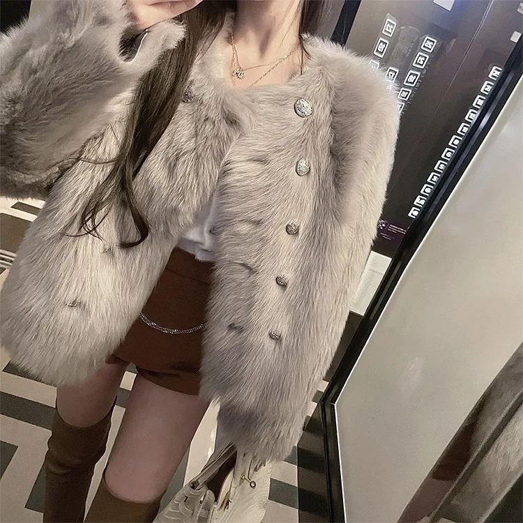 

Fox Fur Coats Women Silver Fox Natural Fur Coats Female Autumn Knitted Long Genuine Fur Jackets Ladies Fashion Luxury 2021 New
